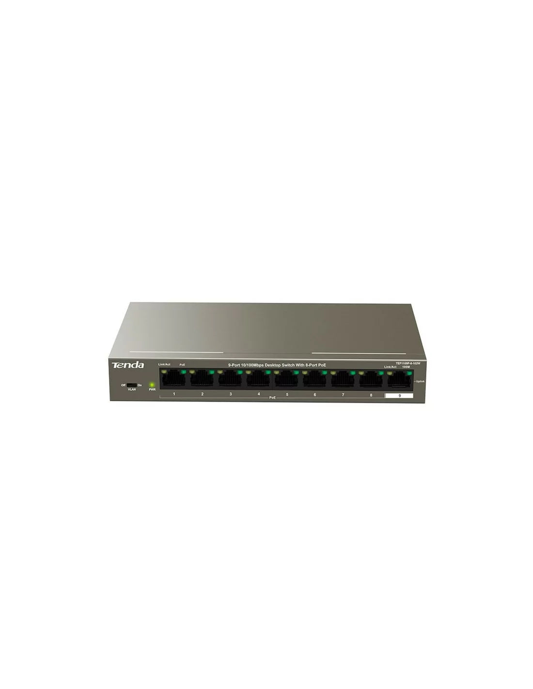 Tenda 9-Port Fast Ethernet Desktop Switch with 8-Port PoE