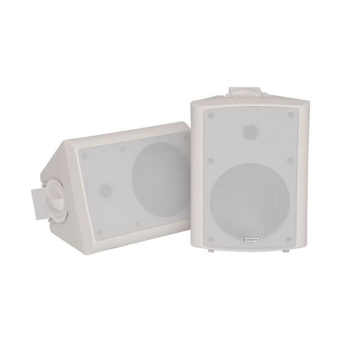 Adastra BC6W 6.5 Inch Stereo Background Speakers in White, displayed as a pair.