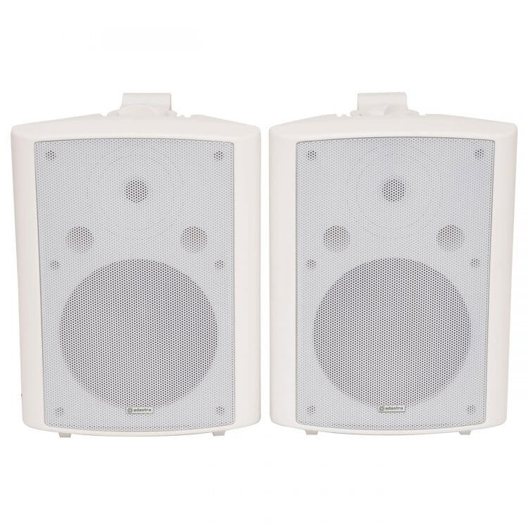 Adastra BC8W 8 Inch Indoor Stereo Wall Speakers in white, showcasing a pair designed for high-quality audio performance.