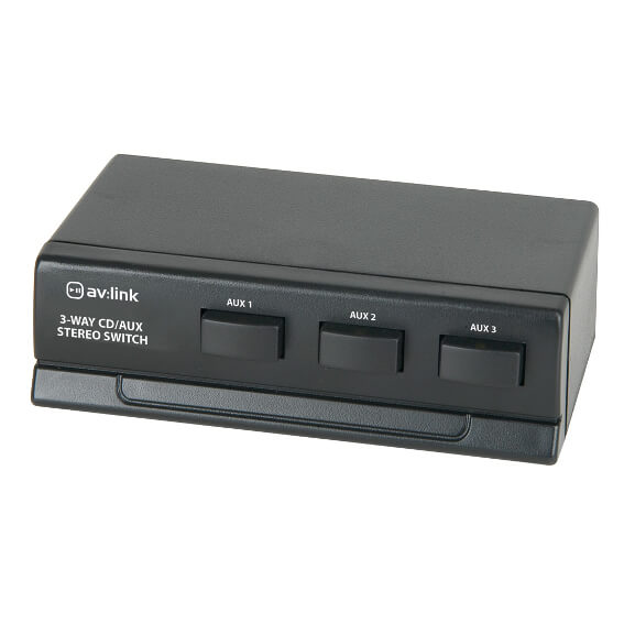 AV:Link AD-AUD31 3-Way CD/AUX Stereo Selector Switch for Amplifiers and AV Receivers