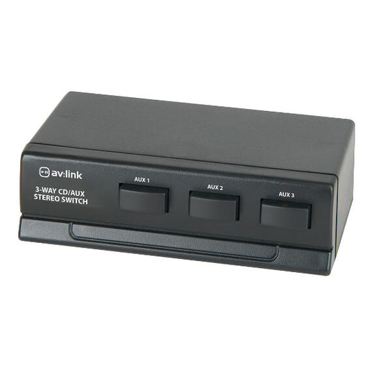 AV:Link AD-AUD31 3-Way CD/AUX Stereo Selector Switch for Amplifiers and AV Receivers