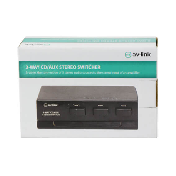 AV:Link AD-AUD31 3-Way CD/AUX Stereo Selector Switch for Amplifiers and AV Receivers