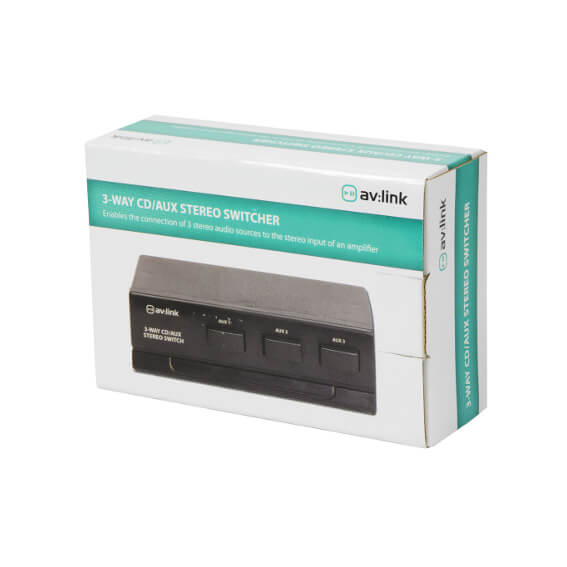 AV:Link AD-AUD31 3-Way CD/AUX Stereo Selector Switch for amplifiers and AV receivers