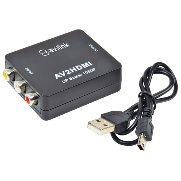 AVLINK Full HD RCA to HDMI Converter, a device for connecting old RCA devices to modern HDMI displays.