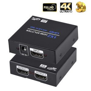 TVA 4K HDMI Splitter with one input and two outputs, designed for high-performance HDMI distribution.
