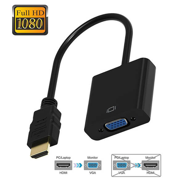 TVA HDMI to VGA Adapter Cable allowing Full HD 1080P conversion, showcasing the product design.