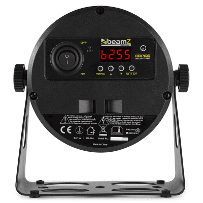 BEAMZ BBP66 Battery Uplight PAR featuring 6x 6W RGBW LED lights, showcasing a compact and versatile lighting solution.