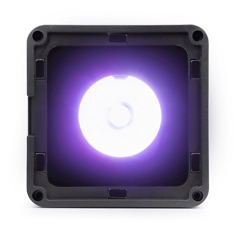 BEAMZ KUBE20BK Linkable Battery Uplight Outdoor - 20W RGBWA-UV LED designed for events and parties, showcasing its vibrant lighting capabilities.