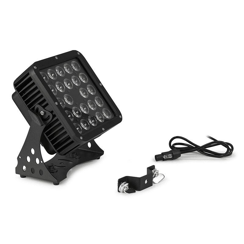 BEAMZ STARCOLOR205 LED Flood Light with 24x10W IP65 RGBA, showcasing high-performance architectural lighting suitable for various applications.