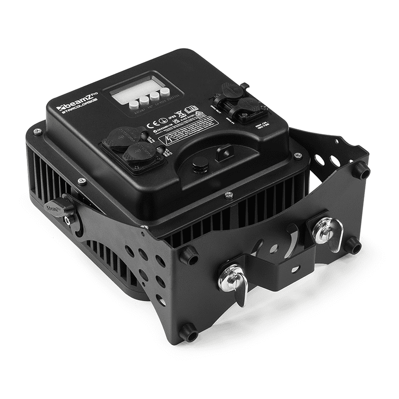BEAMZ STARCOLOR205 LED Flood Light with 24x10W RGBA features, designed for high-performance architectural lighting, displayed in an outdoor setting.