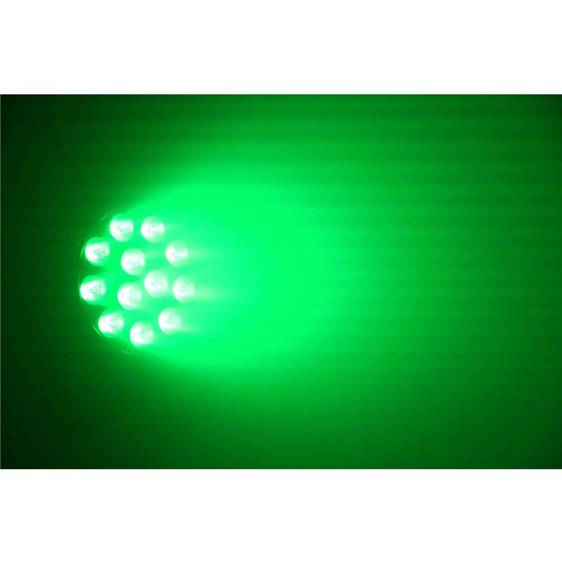 BEAMZPRO BAC506W LED PAR 64 lighting fixture featuring 12x 18W RGBAWUV LEDs with DMX control.