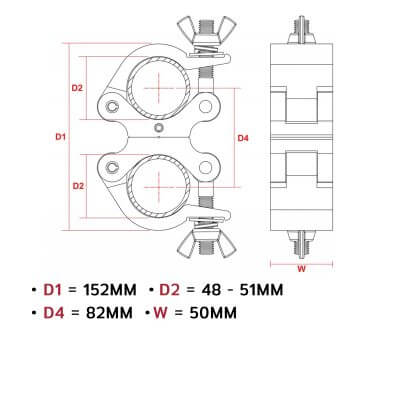 Beamz BC50-500D Aluminum Swivel Coupler, 48-51mm Diameter, 500kg Load image