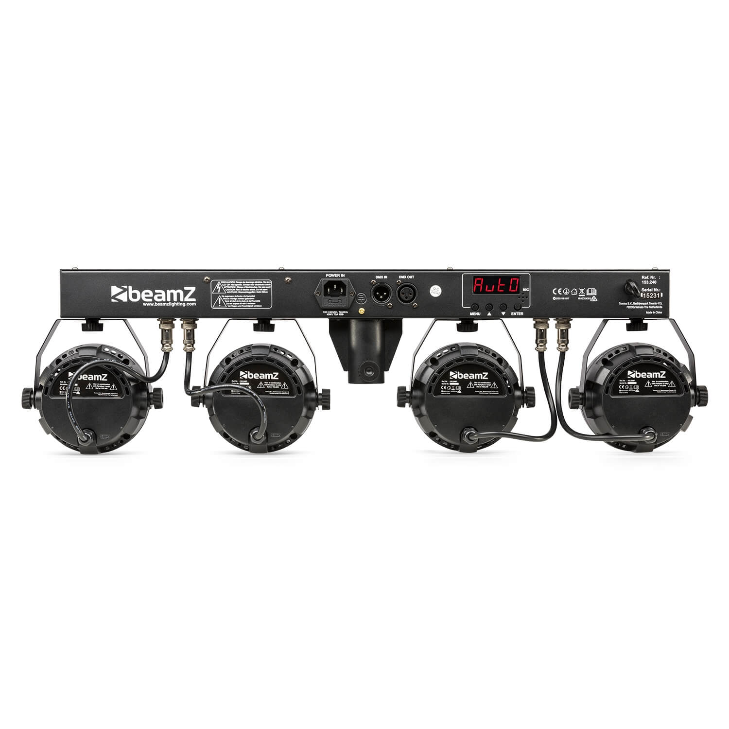 Beamz PARTYBAR3 Set with 4 PARs (9x1W RGBW) and 4 Magic Balls image