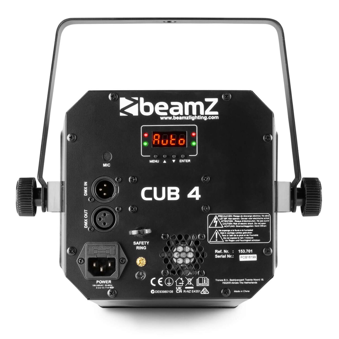 Beamz CUBE4 2x10W Quad LED + 64 RGB LEDs with DMX and IR Remote