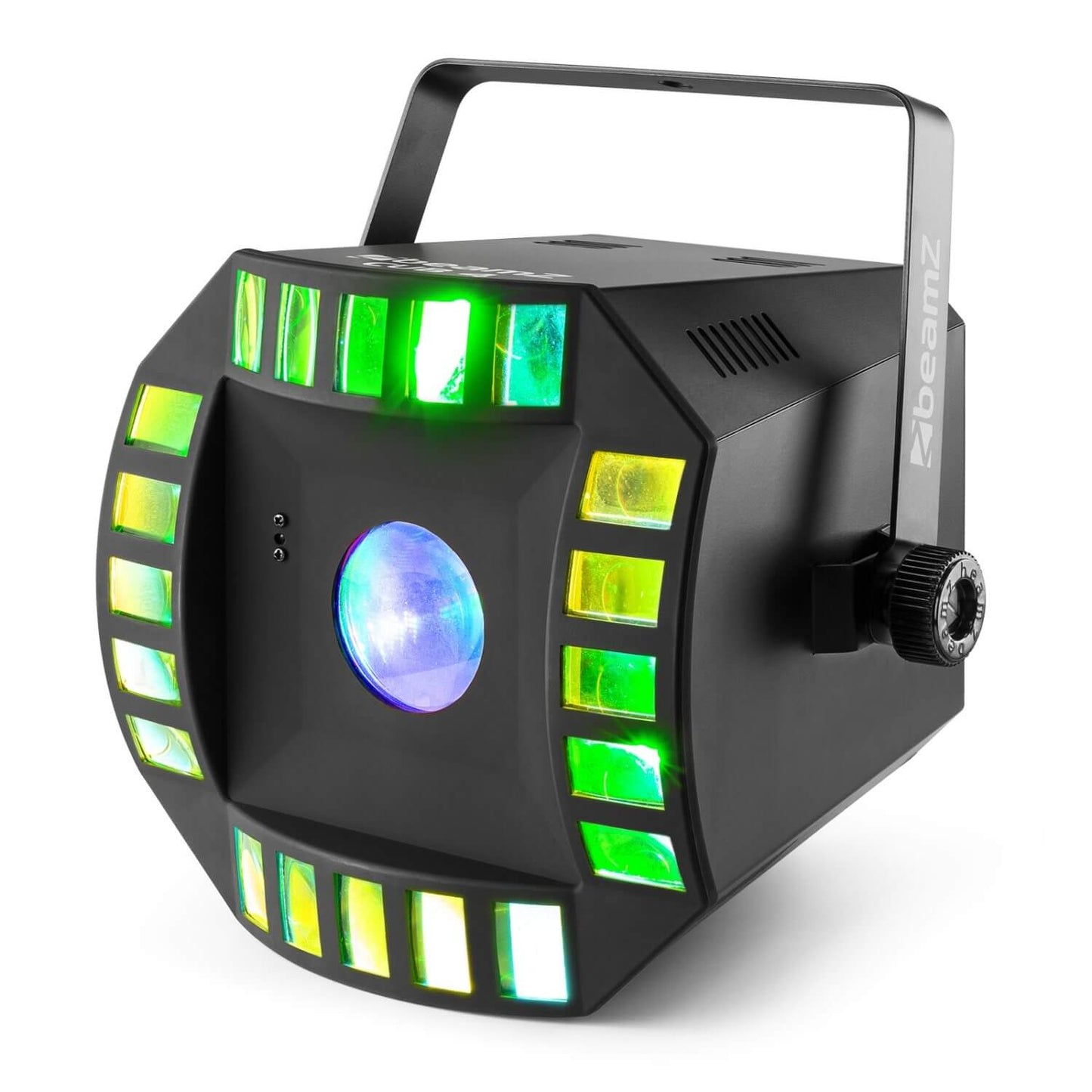 Beamz CUBE4 2x10W Quad LED + 64 RGB LEDs with DMX and IR Remote - Side View