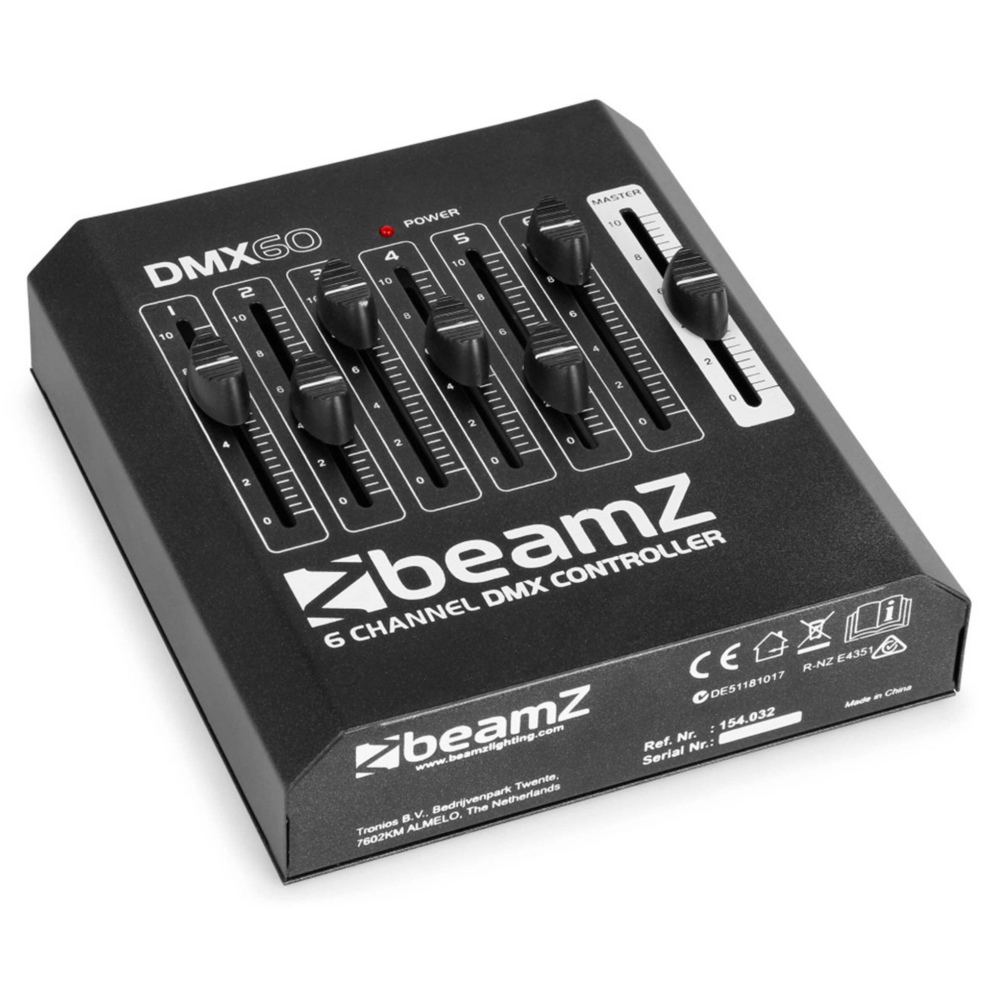 BEAMZ DM-X60 DMX Controller, a lightweight 6 channel lighting console designed for events.
