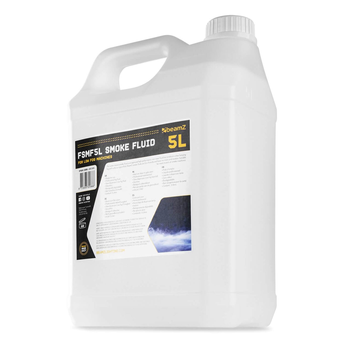 Beamz FSMF5L 5L Low-Level Fog Liquid - Side View Image