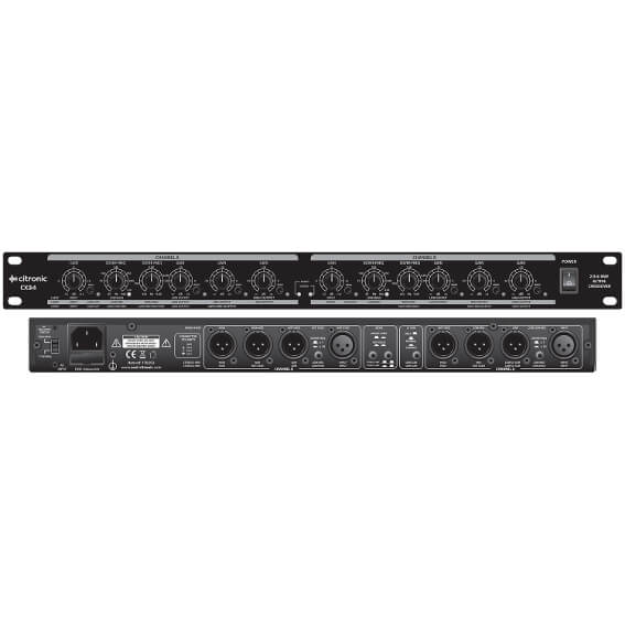 Citronic CX34 Active Crossover showing 2/3/4 way stereo/mono configuration, ideal for audio management.
