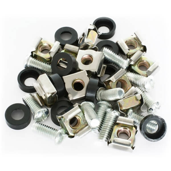 Power Dynamics PD-FR1 Rack Fixing Kit featuring a set of 12 M6 mounting nuts, bolts, and washers.