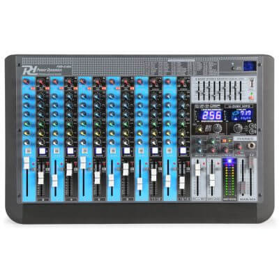 Power Dynamics PDM-S1604 16-Channel Stage Mixer featuring DSP, Bluetooth, USB connectivity, and MP3 playback capabilities.