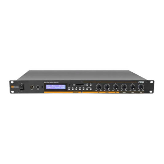 Power Dynamics PDC-85 1U Amplifier featuring a 2x100W output with MP3, USB, SD, and Bluetooth media player capabilities.