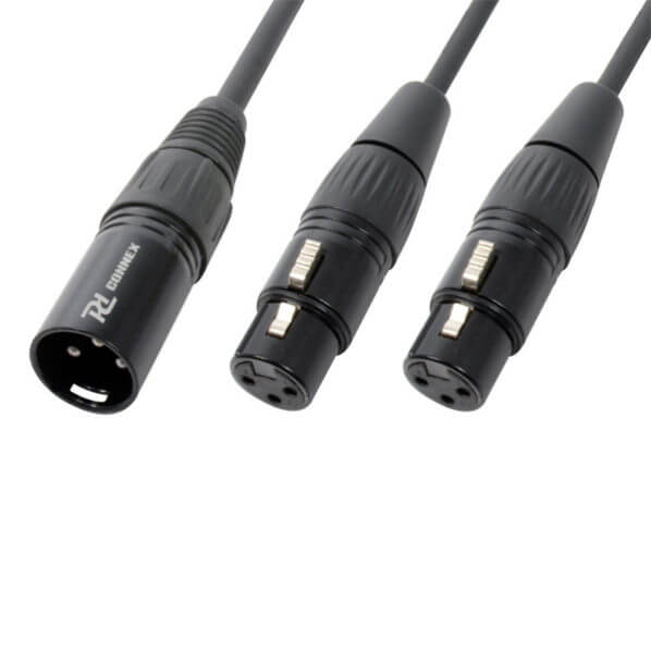PDC CX142 MIC Lead XLR Male to 2 XLR Female professional signal cable, 0.5M length, displayed in a clear image.