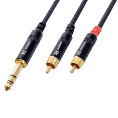 POWER DYNAMICS CX84-1 6.3mm Stereo to 2 RCA Male Signal Lead, 1.5 meters long.