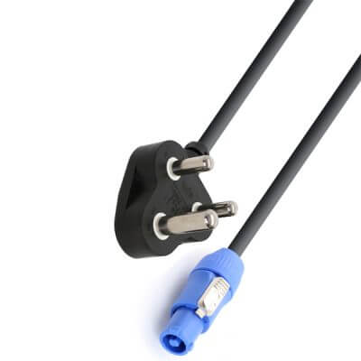 PDC CX12-1 Power Lead with 16A Plug and 1.5M length, showcasing a professional power connector cable.