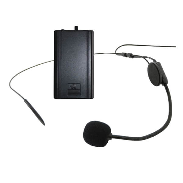 FILO replacement headset microphone FCA12PA/FCA15PA displayed on a neckband, operating at UHF 863.1MHz.