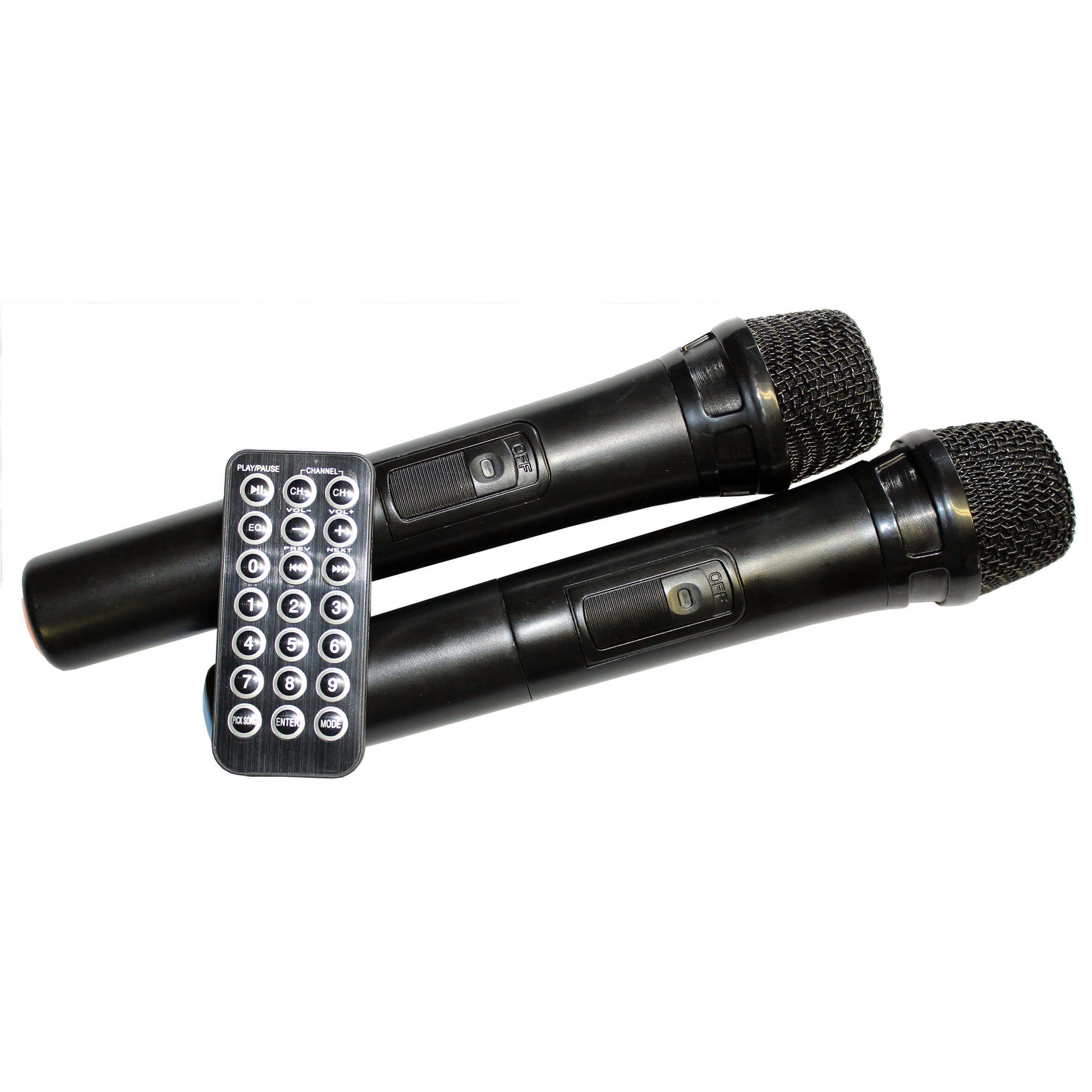 Filo FCA15PA Portable PA System featuring a 15-inch speaker with two UHF microphones, MP3, USB, SD, FM, and Bluetooth capabilities.