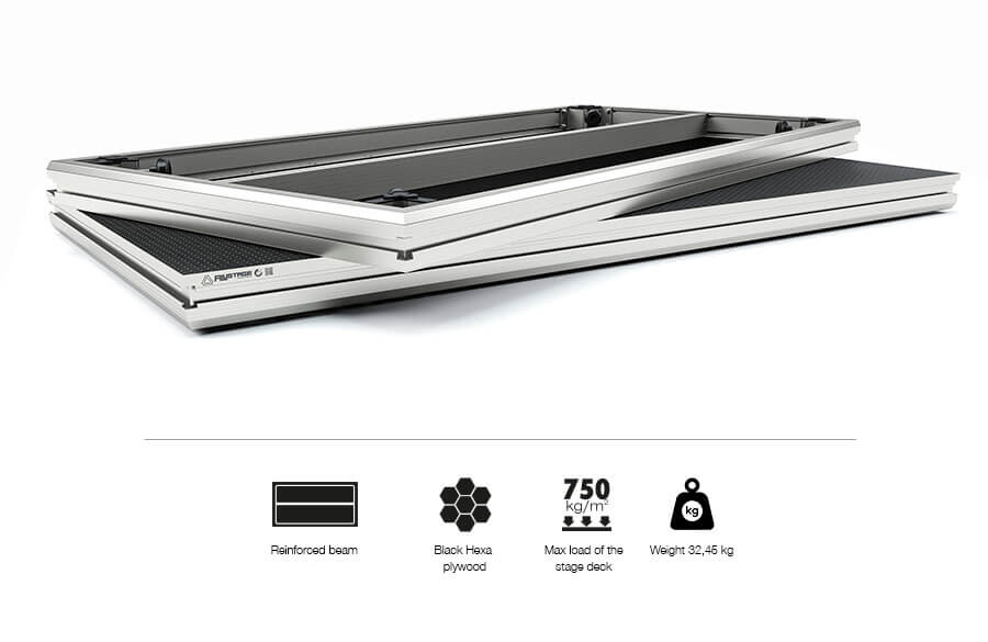 ALUSTAGE SCA 03 Hexa Stage Platform - 8x4 feet modular aluminum stage system showcasing its sturdy design and structure.