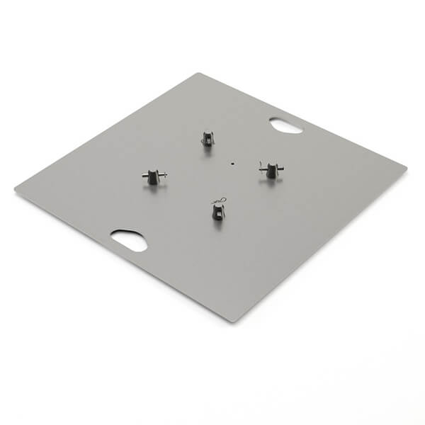 Heavy-duty aluminum truss base plate, model PDS99, designed for universal use, measuring 800x800 mm.
