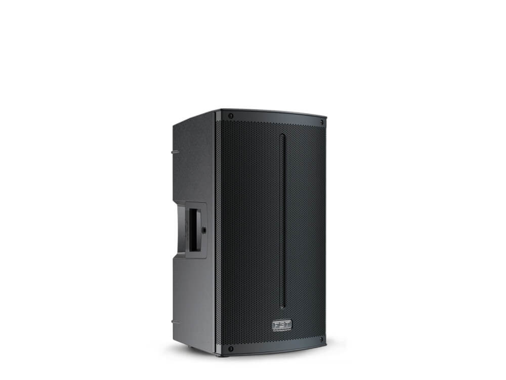FBT X-LITE110A 10 inch 1500W RMS Active Speaker with Bluetooth, showcasing its sleek design and features.