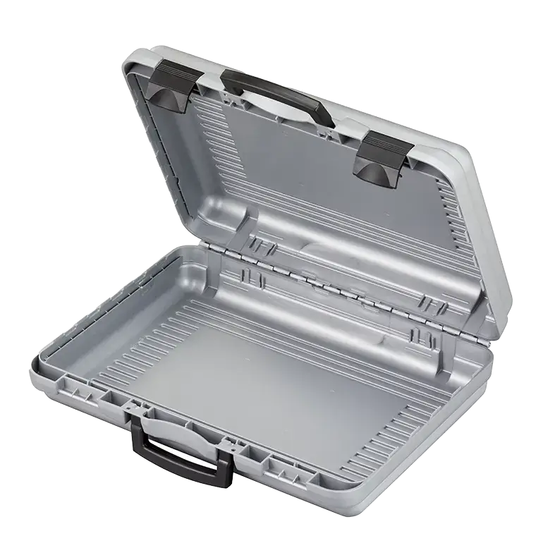 Black polypropylene carry case with cubed foam, external dimensions 482x375x132mm.