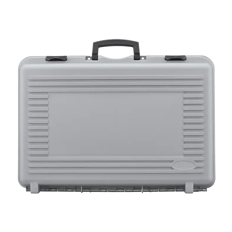 Silver polypropylene carry case, model SP PAN 170/60H184, empty, dimensions 600x415x184mm.