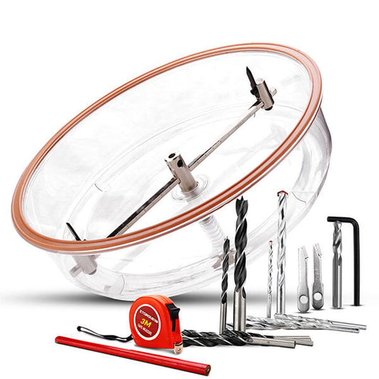 Filo AC300 Ceiling Speaker Hole Cutter, adjustable size from 40mm to 300mm, displayed in a professional setting.