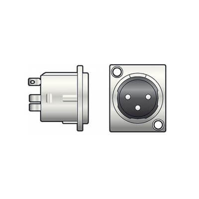 TVA Chassis Mount XLR Male Square Connector featuring a heavy duty 3-pin design.