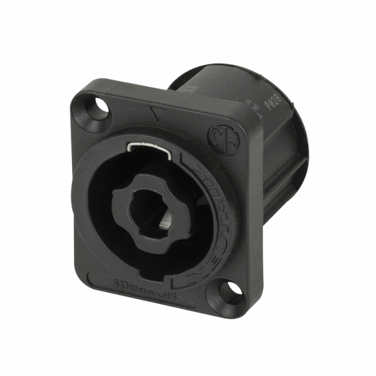 NEUTRIK NL4MP 4-Pole speakON Panel Mount Connector in black with D-Size flange.