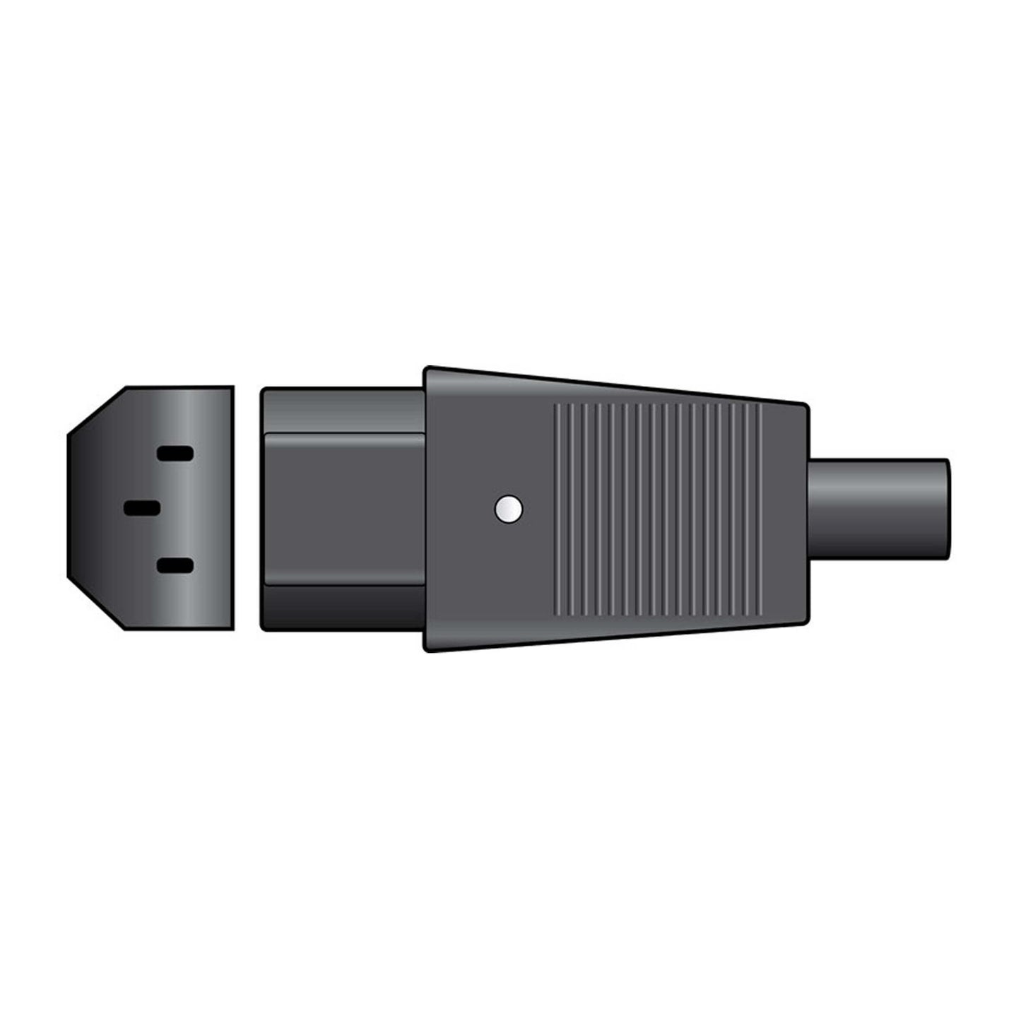 TVA 3P IEC AC Power SK Inline - 250Vac/6A In-Line Socket with Strain Relief