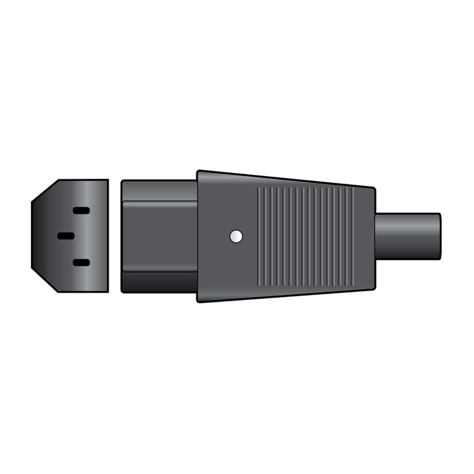 TVA 3P IEC AC Power SK Inline - 250Vac/6A In-Line Socket with Strain Relief