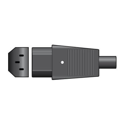TVA 3P IEC AC Power SK Inline - 250Vac/6A In-Line Socket with Strain Relief