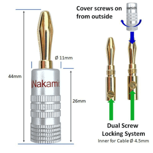TVA Banana Plug Nakamichi HQ Gold Black high-quality speaker connector image