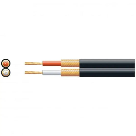 Filo RX38 2-Core Figure 8 Screen Cable in black, 100 meters long, displayed on a white background.