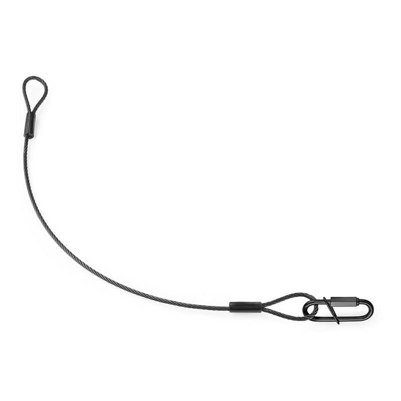 BEAMZ SAF35 Safety Cable, 35cm long and 3mm thick, designed for durable lighting support with a 30kg capacity, featuring a black steel finish.