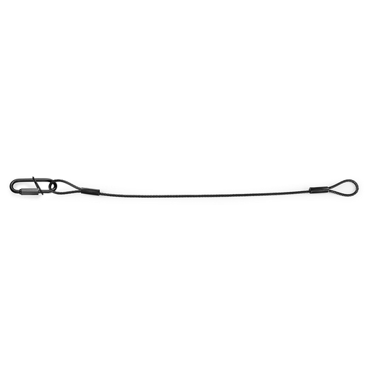 BEAMZ SAF35 Safety Cable, 35cm long and 3mm thick, capable of supporting 30kg, designed for durable lighting support in black steel.