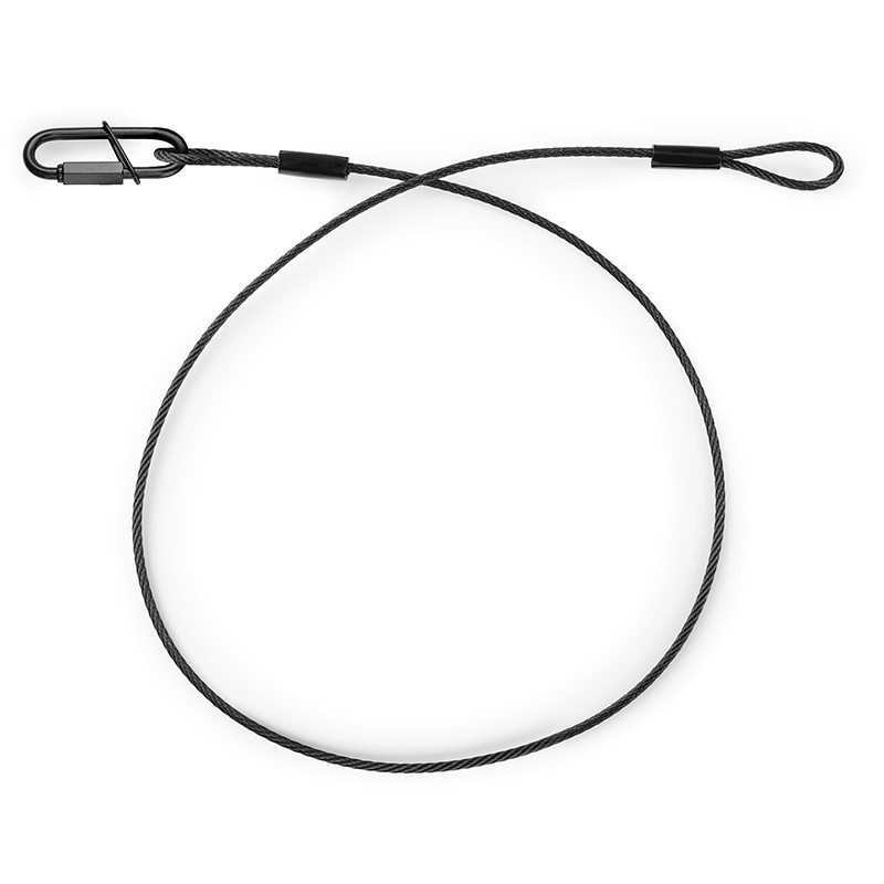 BEAMZ SAF75 75CM x 3MM Safety Cable in black, designed for a 30KG load capacity.