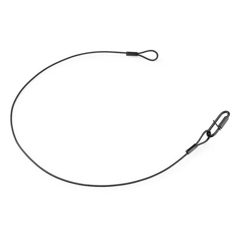 BEAMZ SAF75 75CM x 3MM Safety Cable in black, designed for a load capacity of 30KG.