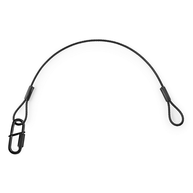 BEAMZ SAF75 75CM x 3MM Safety Cable in black, designed to support loads up to 30KG.