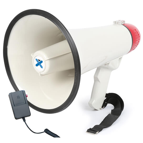 VONYX MEG040 Megaphone 40W with record function and siren, showcasing its design and features.