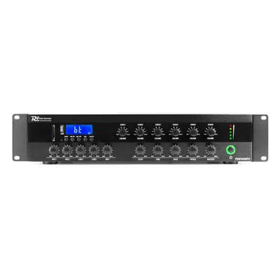 Power Dynamics PDW500MP3 6-Zone Amplifier with USB, SD, Bluetooth, and FM capabilities, 500W power output.